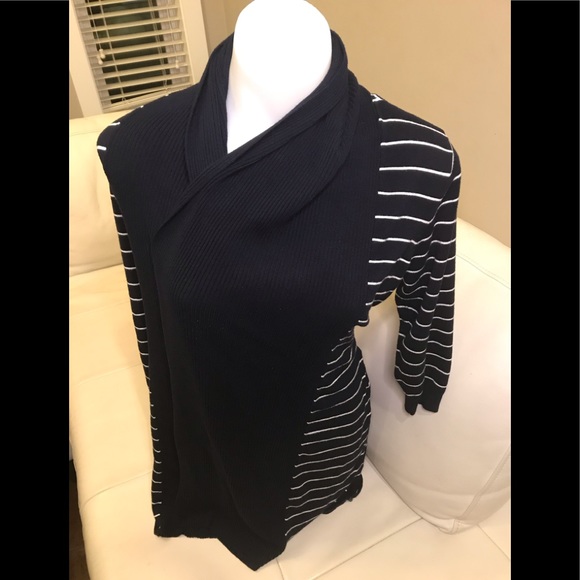 CYC Stretchy Navy & White Striped SweaterCardigan - Picture 7 of 11